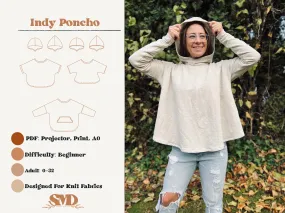 Adult Indy Poncho Digital Sewing Pattern Sizes 0-32