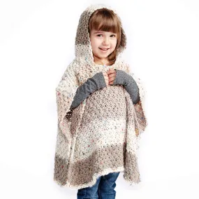 Caron Hooded Girl's Knit Poncho