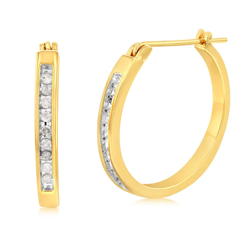 1/4 Carat Diamond Hoop Earring Set in Gold Plated Silver