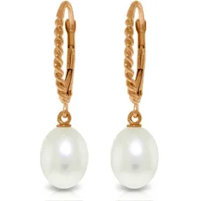 14K Solid Rose Gold Leverback Earrings w/ Briolette Pearls