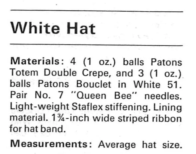 1960's Ladies Knitted Hat Pattern, Two Styles, Instant Download