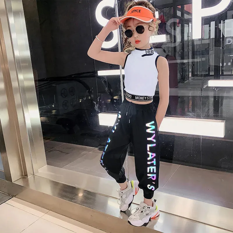 2020 Summer Girls Pants Reflective Joggers Girls Harem Pants Track Thin Sweatpants Letter printed Trousers Fashion Girls Clothes