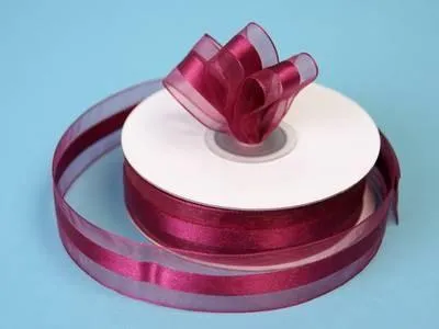 25 Yards 7/8" DIY Burgundy Organza Satin Center Ribbon For Craft Dress Wedding