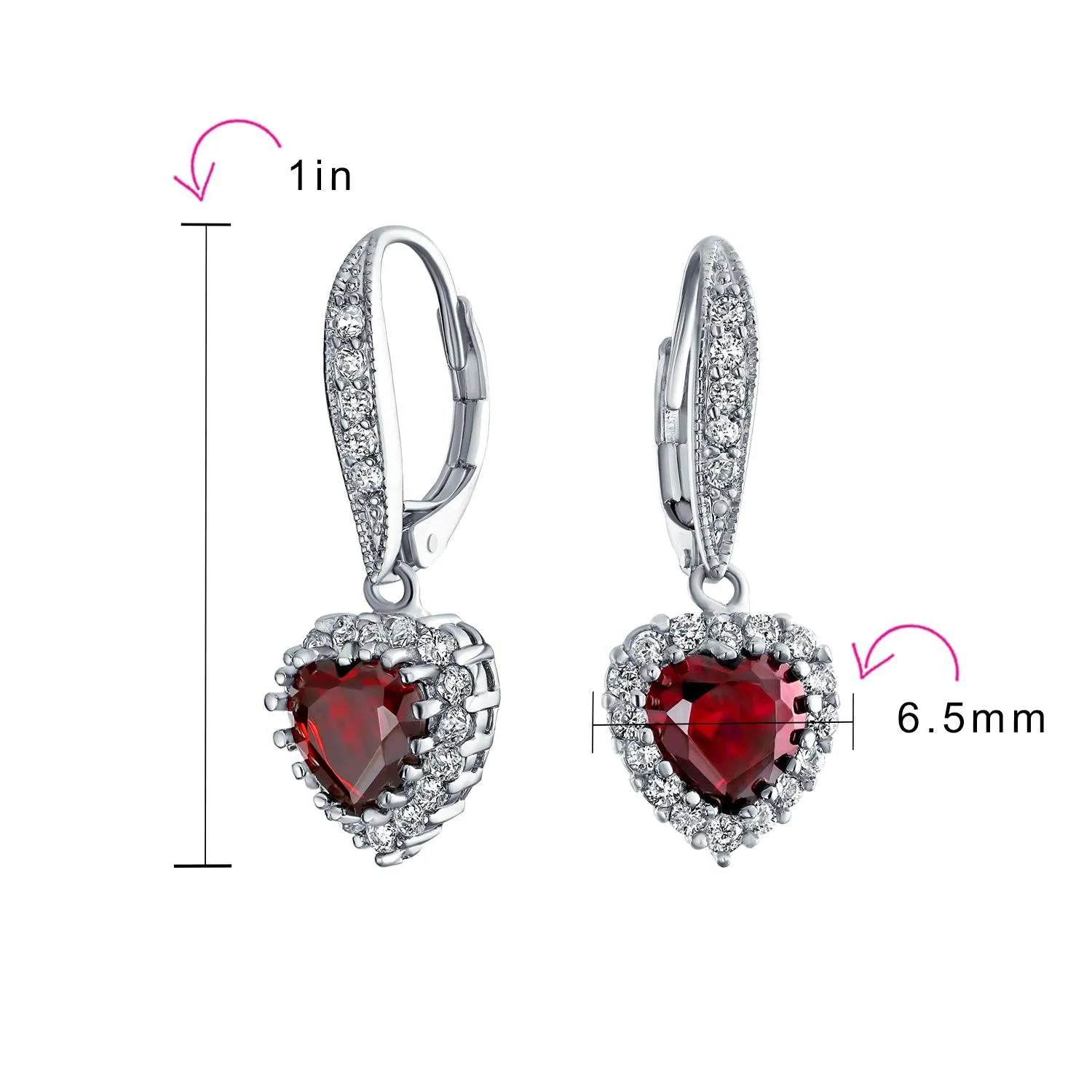 4CT AAA CZ Bridal Halo Heart Shape Dangle Lever back Earrings