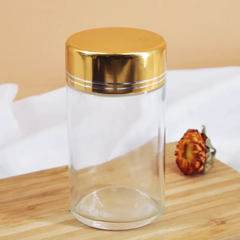 70ml Glass Cosmetic Jar Bottle with Gold Metallic Lid