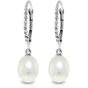 8 Carat 14K Solid White Gold Leverback Earrings Briolette Pearl