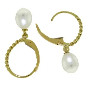 8 Carat 14K Solid Yellow Gold Leverback Earrings Briolette Pearl