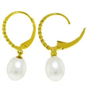 8 Carat 14K Solid Yellow Gold Leverback Earrings Briolette Pearl