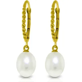 8 Carat 14K Solid Yellow Gold Leverback Earrings Briolette Pearl