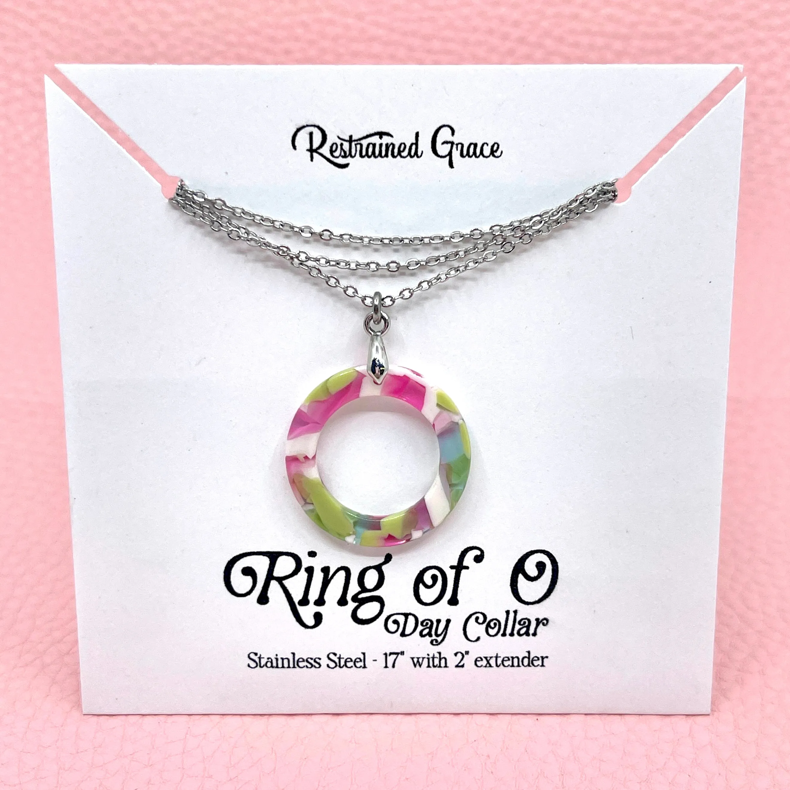 Acetate Ring of O Day Collar - Pink & Green