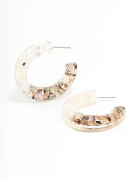 Acrylic Clear Glitter Hoop Earrings