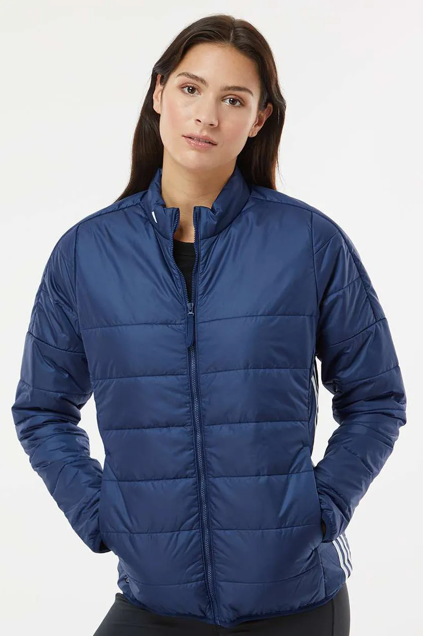 Adidas Womens Full Zip Puffer Jacket - Team Navy Blue