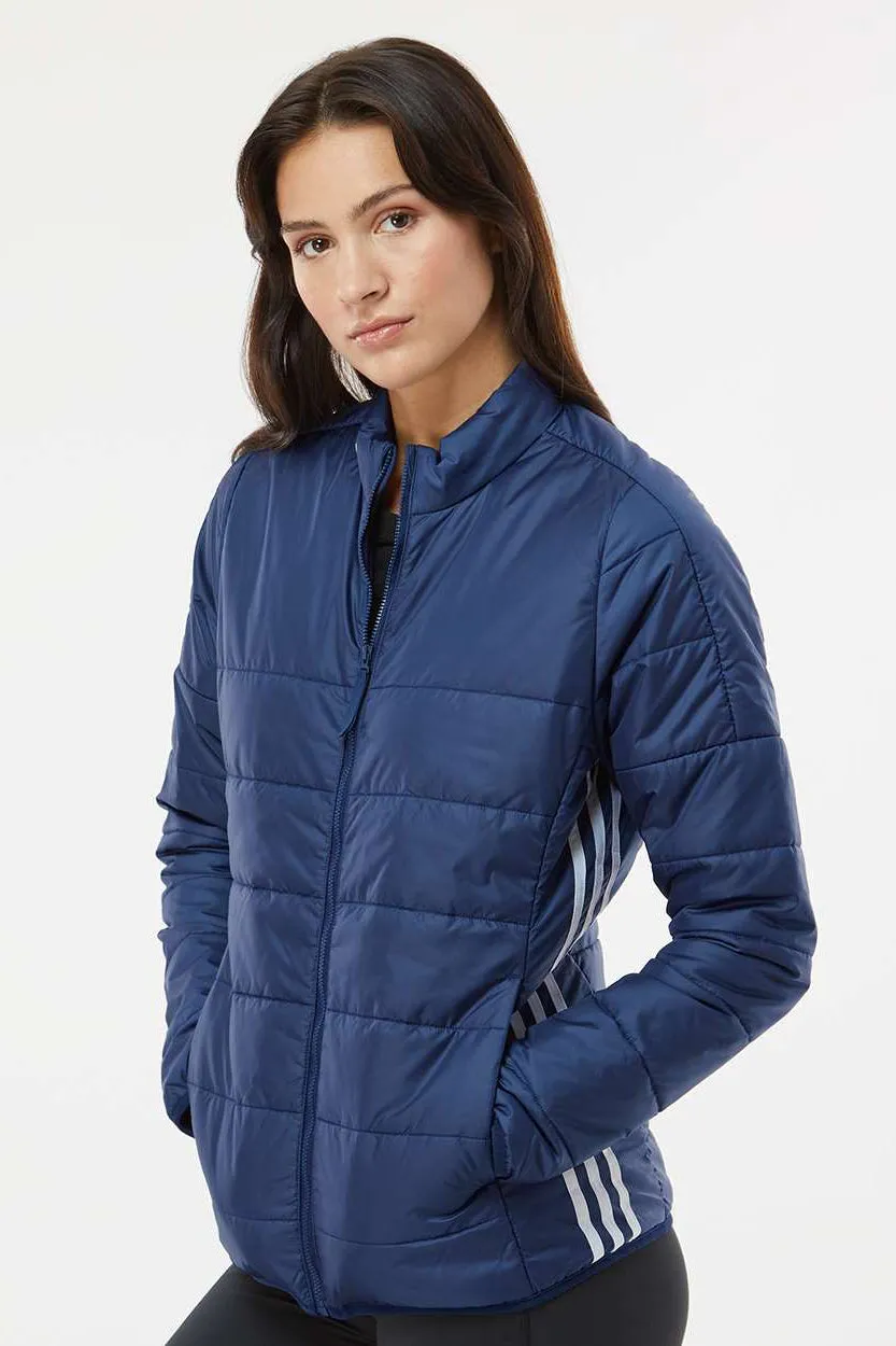 Adidas Womens Full Zip Puffer Jacket - Team Navy Blue