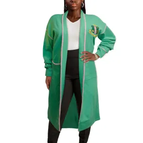 AKA Alpha Kappa Alpha Cardigan Sorority X Large Green Long Duster Cardigan