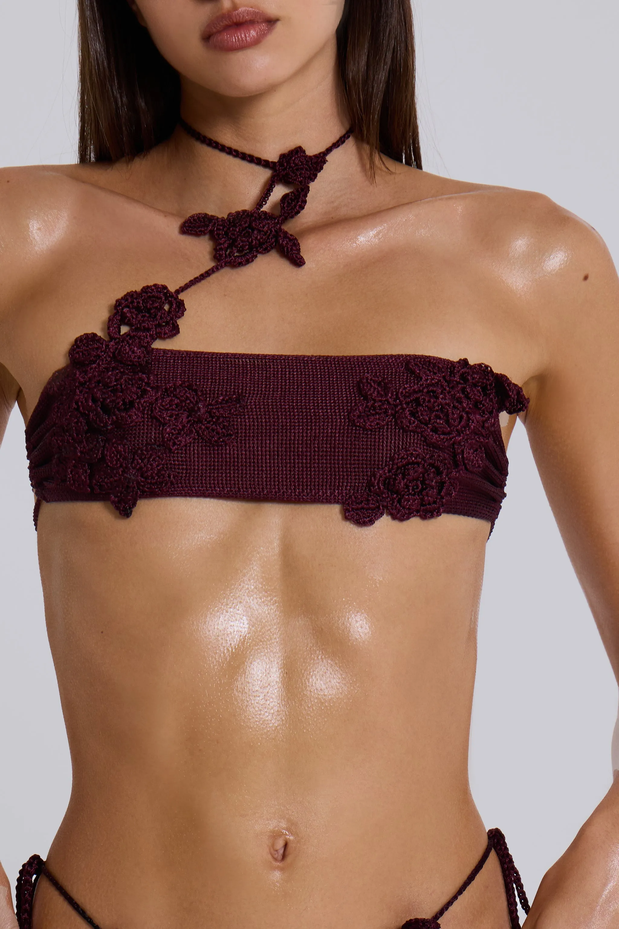 Alira Knit Flower Bandeau Bikini Top