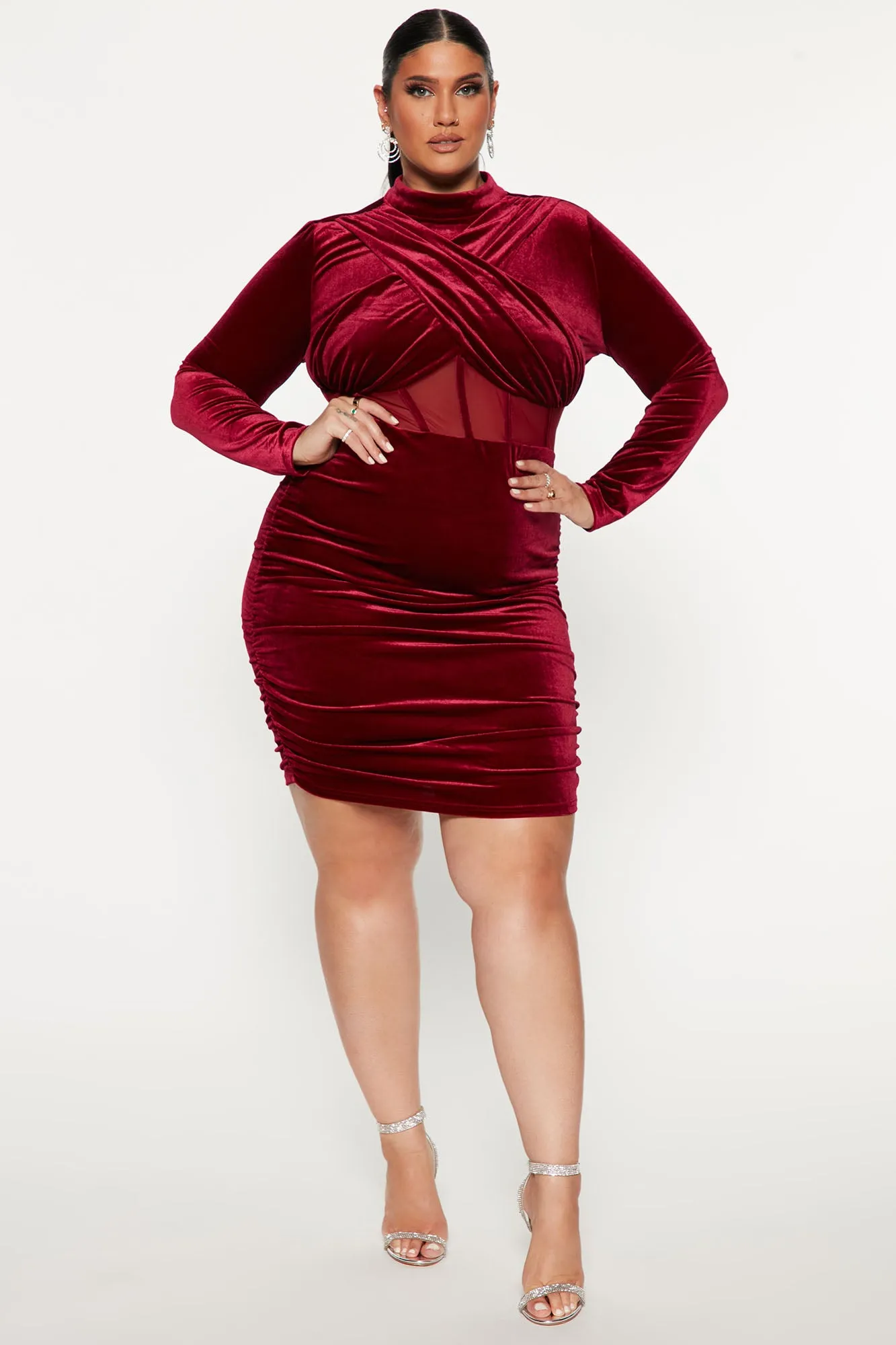 All The Velvet Mini Dress - Burgundy