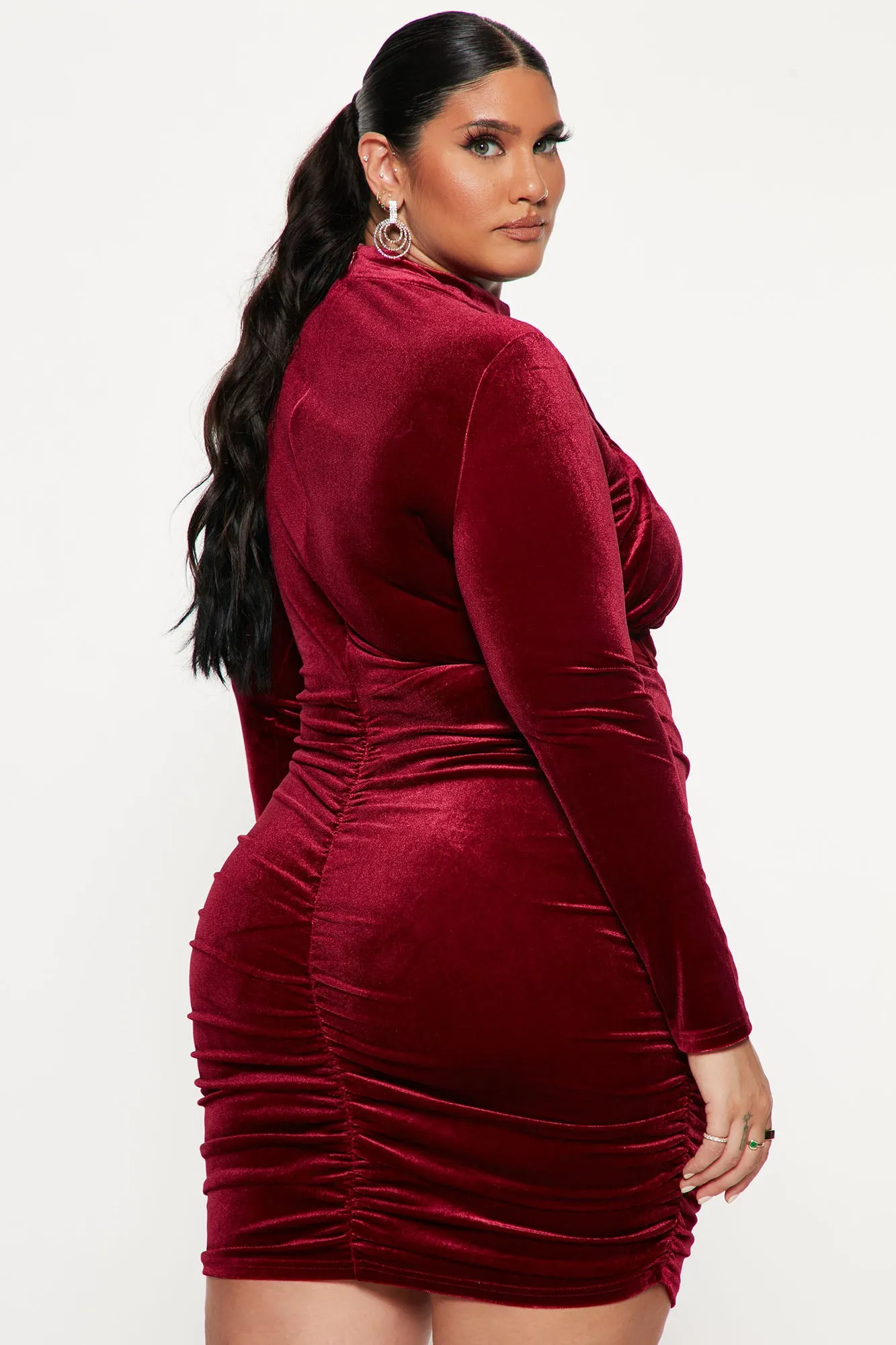 All The Velvet Mini Dress - Burgundy