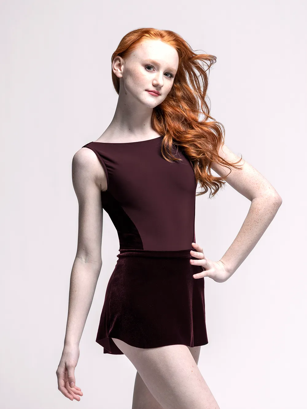 Allison Kids Sangria Velvet Leotard RTW