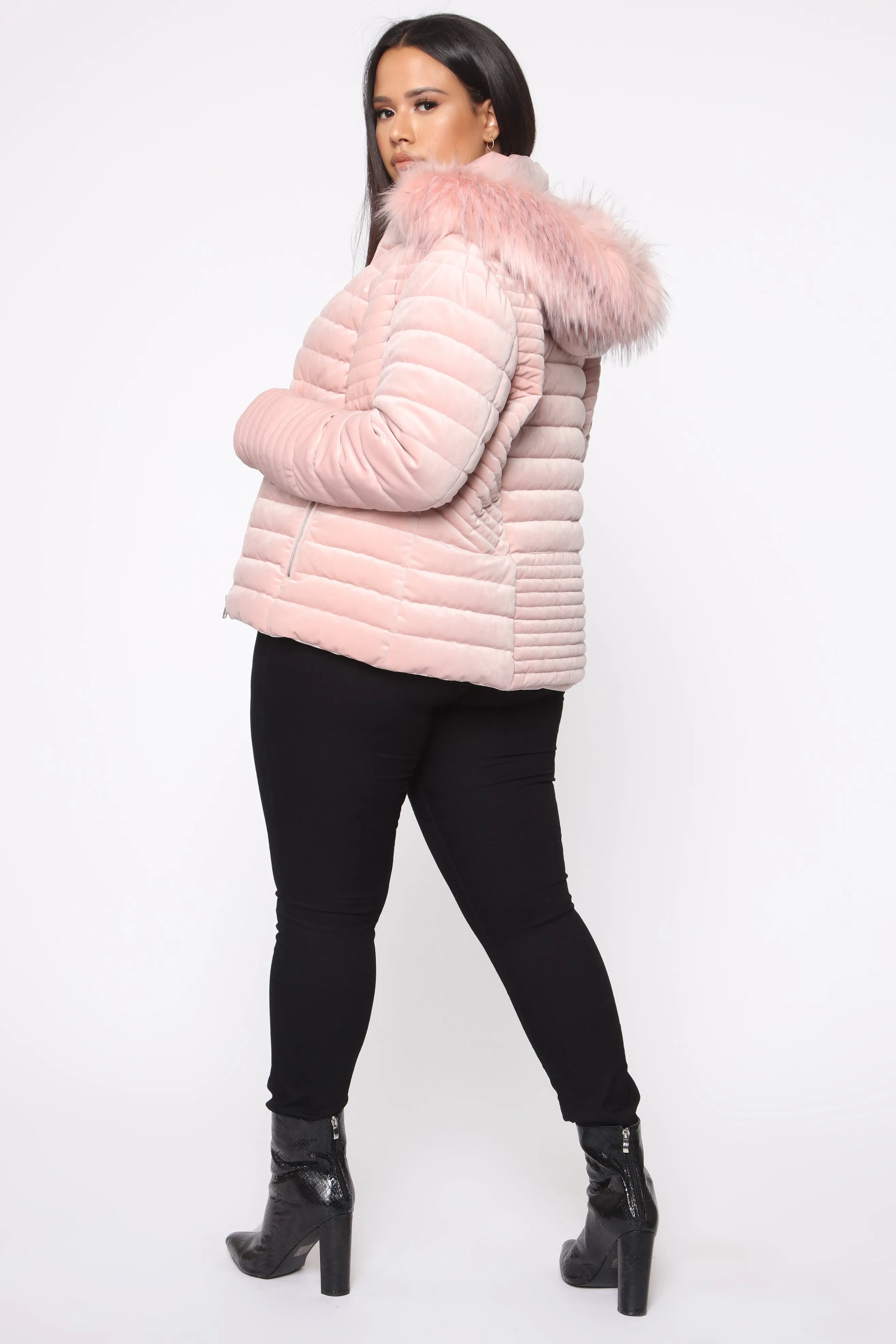 Always Ready Velvet Puffer Jacket - Blush