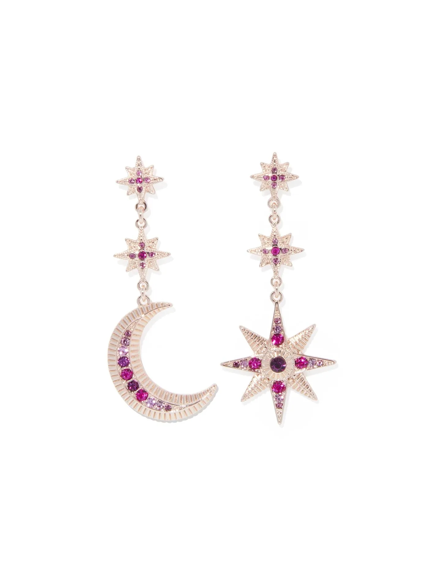 Amal Star Moon Mismatch Drop Earrings