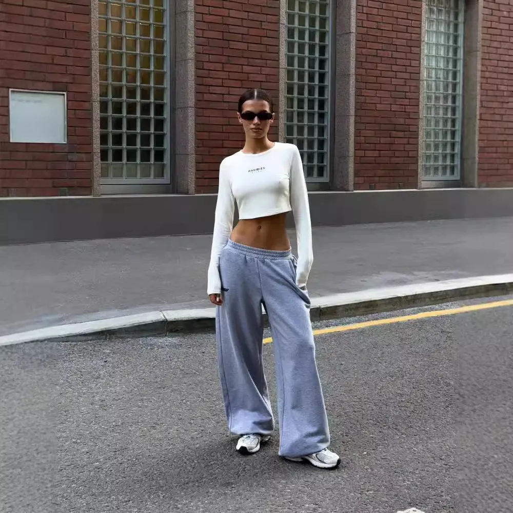 Amozae fall outfits women Lazy Style Loose Wide-Leg Sweatpants for Women 2024 Autumn and Winter New Fashion All-Match Low Waist Pants for Women