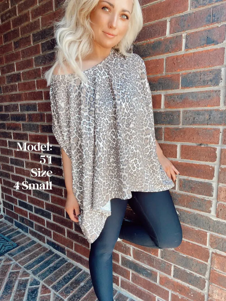 Animal Print Poncho Top