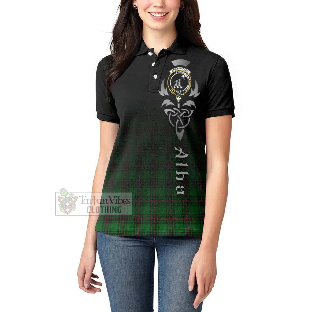 Anstruther Tartan Women's Polo Shirt Featuring Alba Gu Brath Family Crest Celtic Inspired