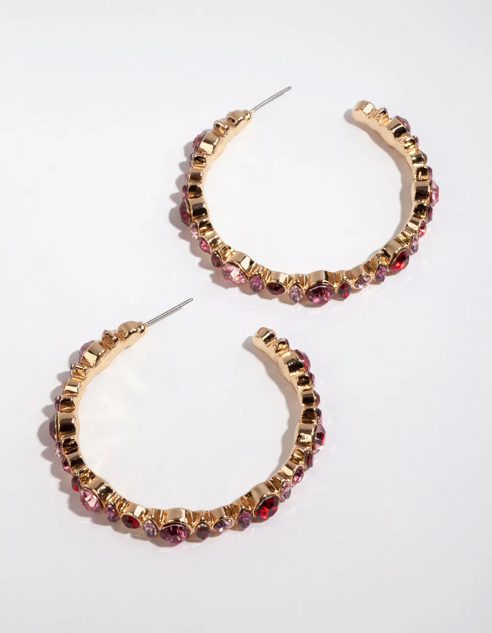 Antique Gold Stone Set Hoop Earrings