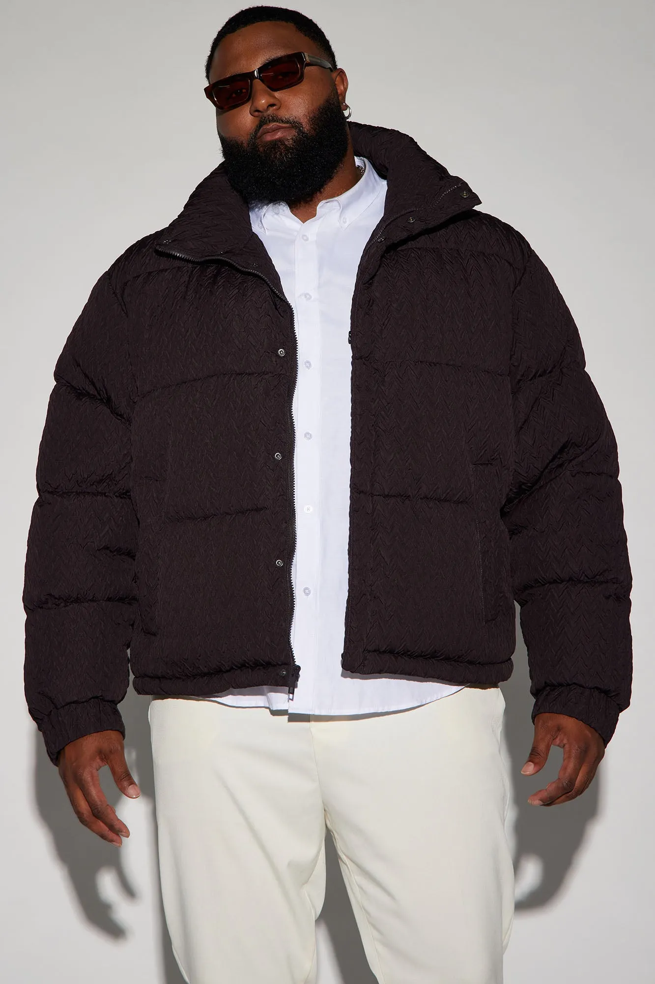 Apex Textured Nylon Puffer Jacket - Black