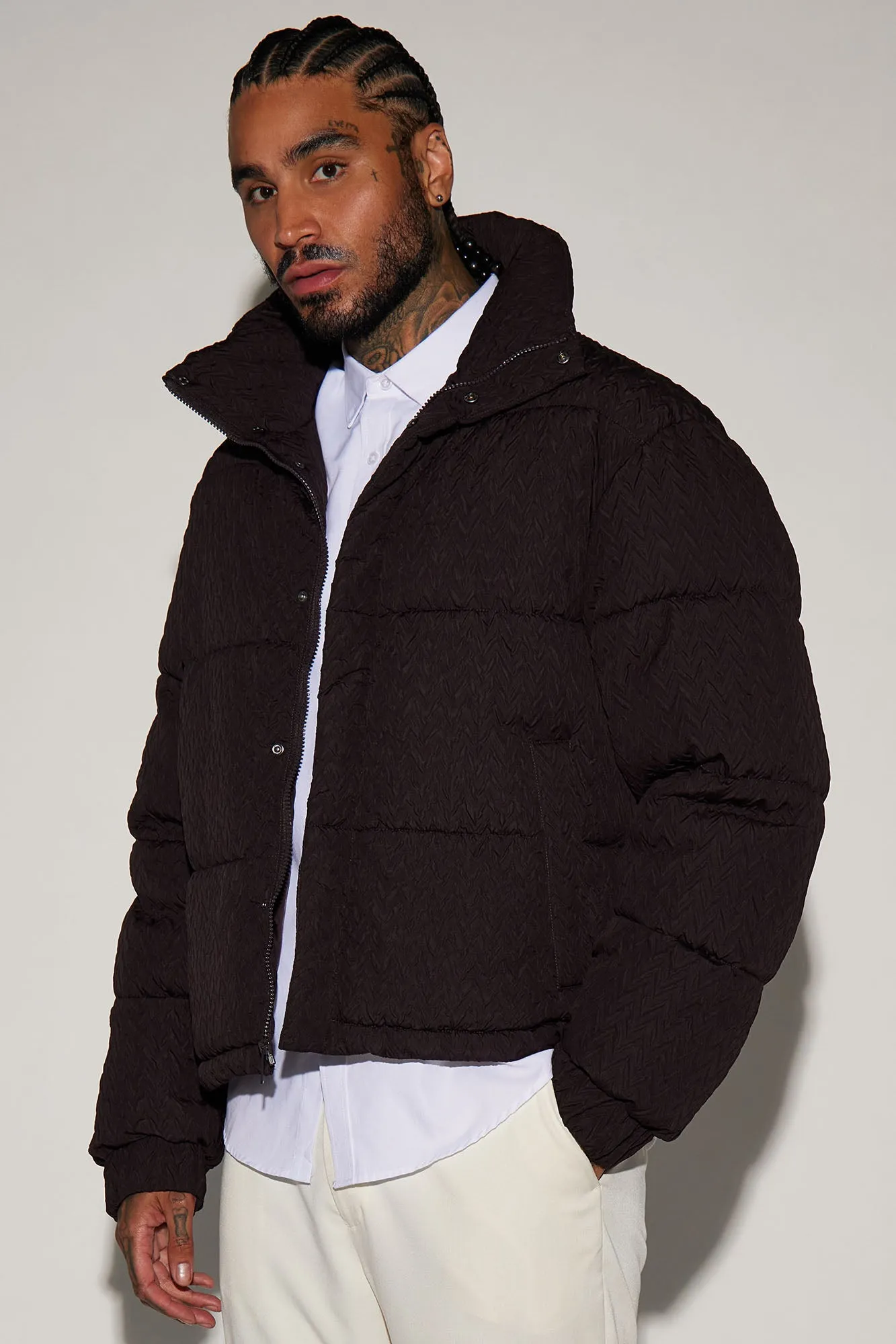 Apex Textured Nylon Puffer Jacket - Black