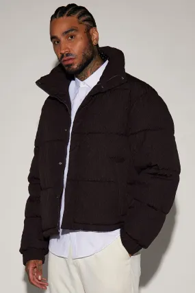 Apex Textured Nylon Puffer Jacket - Black