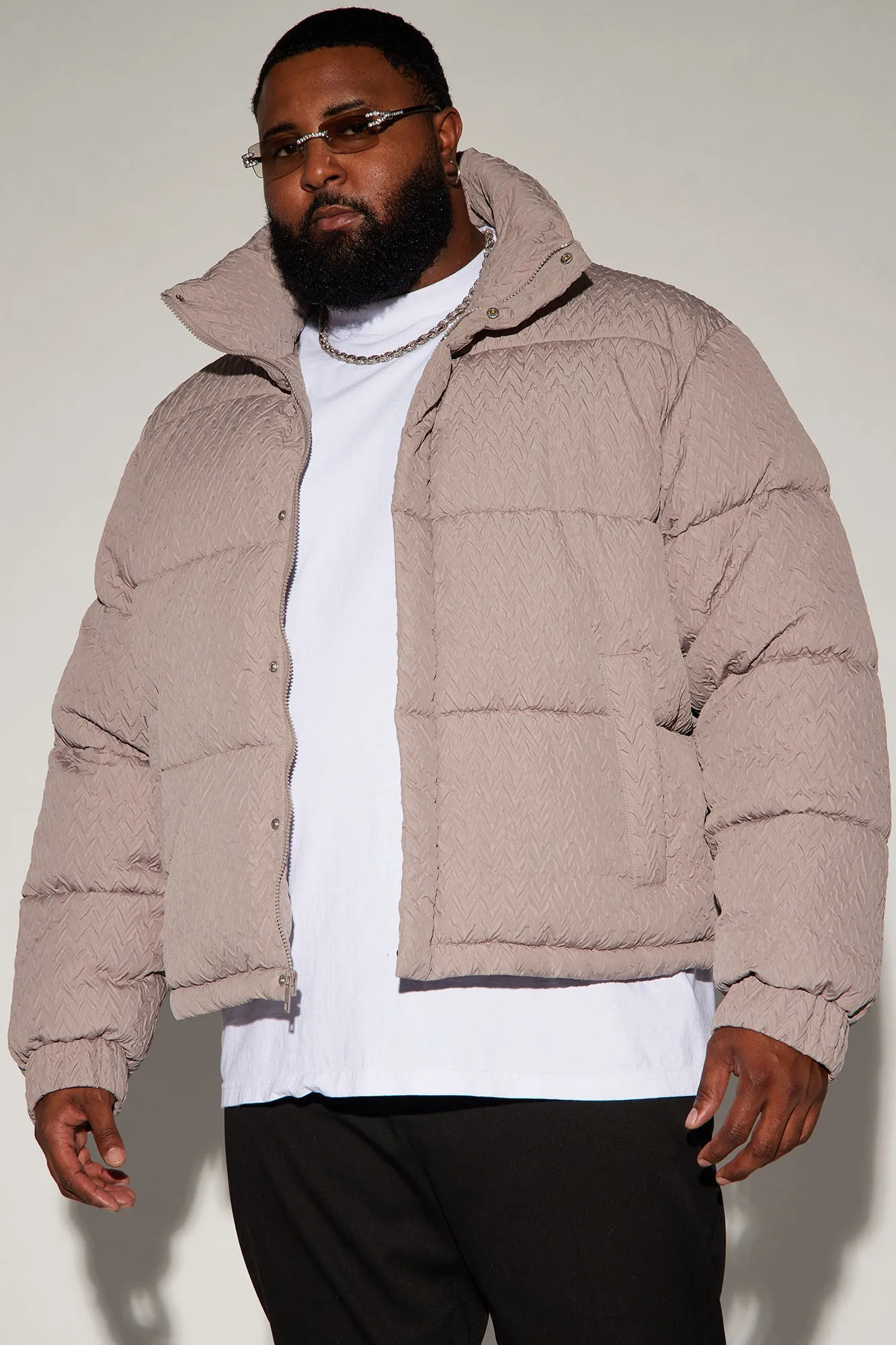 Apex Textured Nylon Puffer Jacket - Taupe