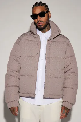 Apex Textured Nylon Puffer Jacket - Taupe