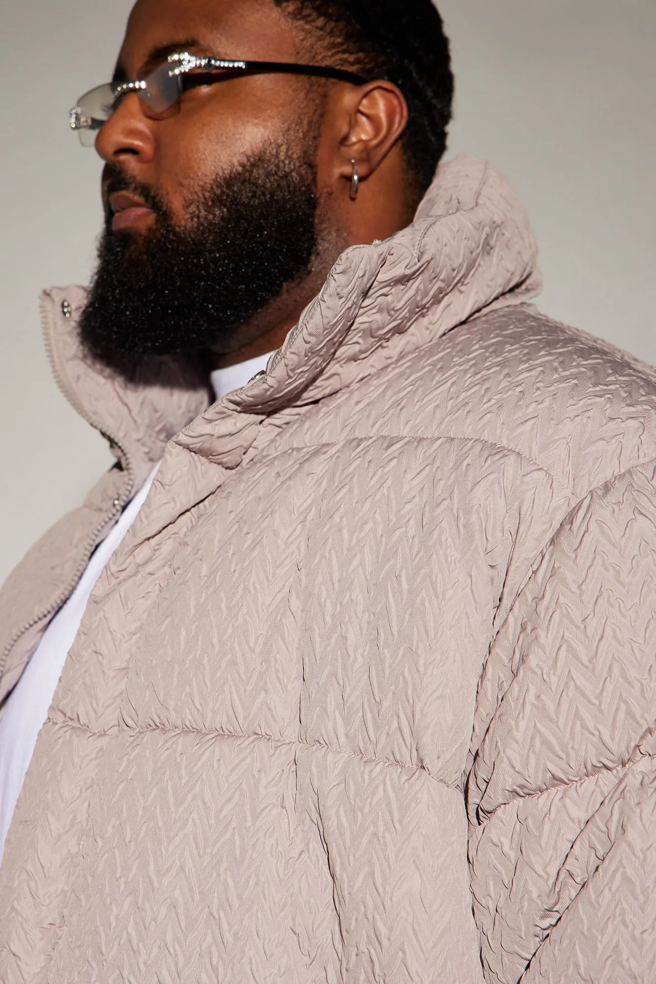 Apex Textured Nylon Puffer Jacket - Taupe