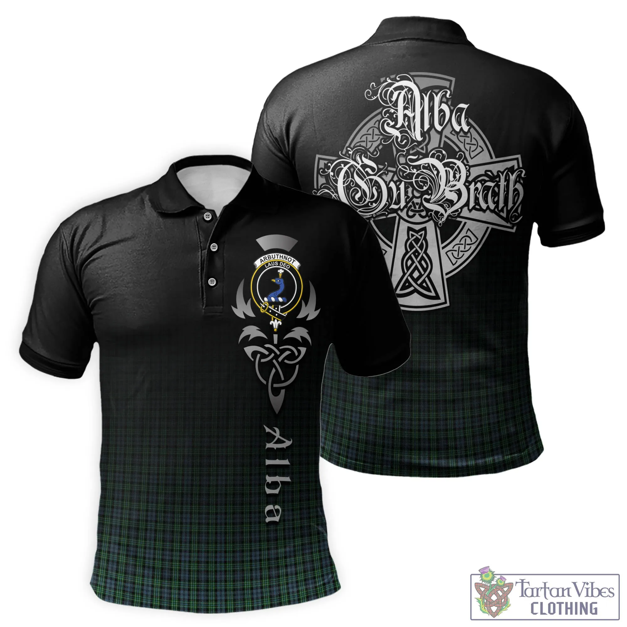 Arbuthnot Tartan Polo Shirt Featuring Alba Gu Brath Family Crest Celtic Inspired