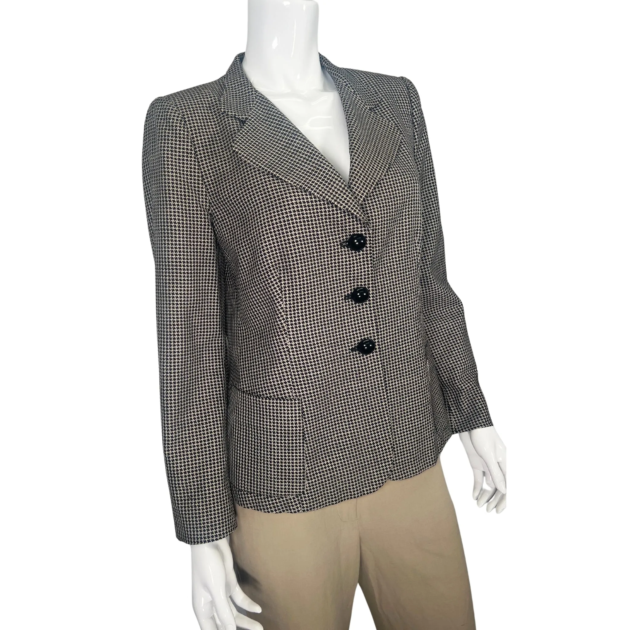 Armani Collezioni Vintage Black and Gray Print Blazer