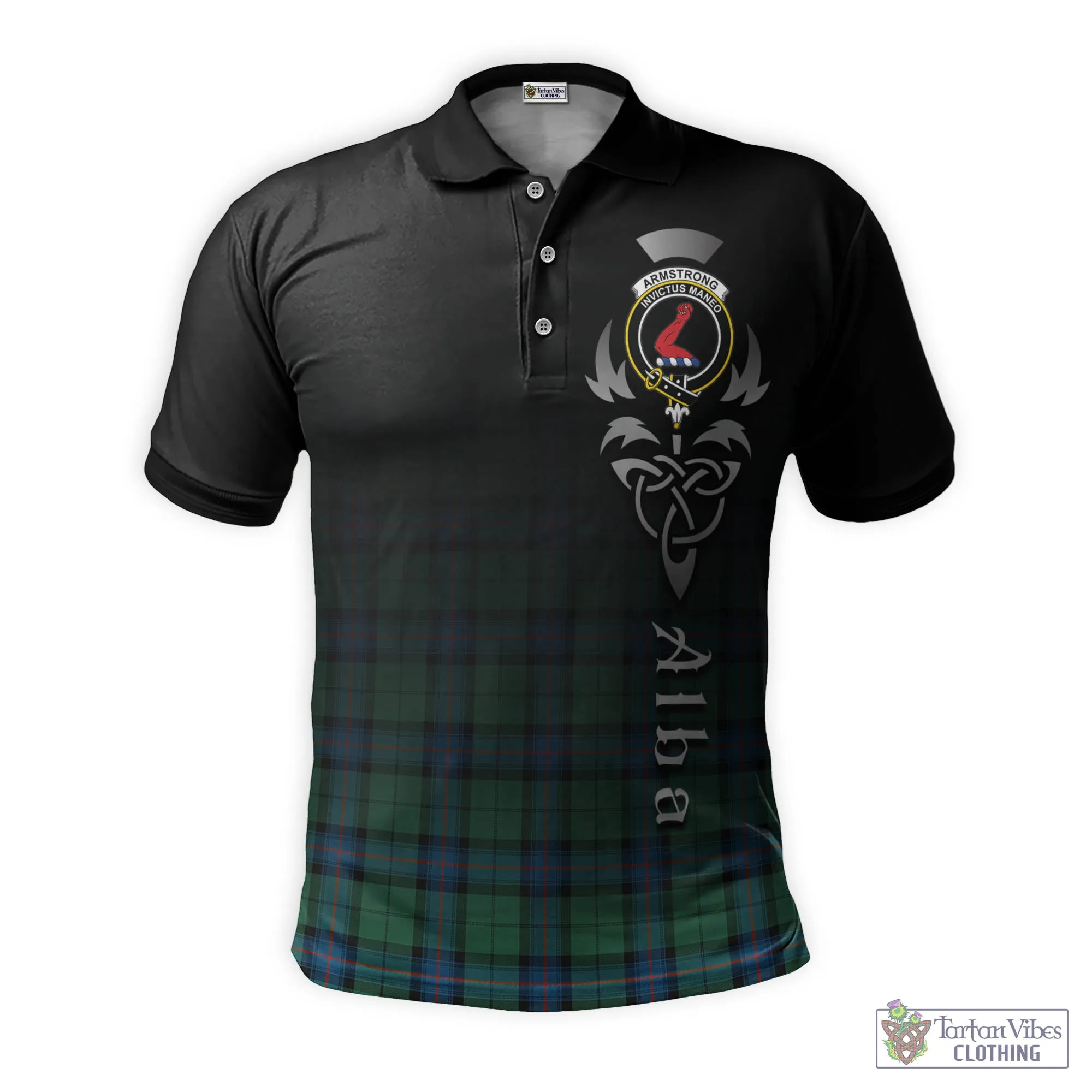 Armstrong Ancient Tartan Polo Shirt Featuring Alba Gu Brath Family Crest Celtic Inspired