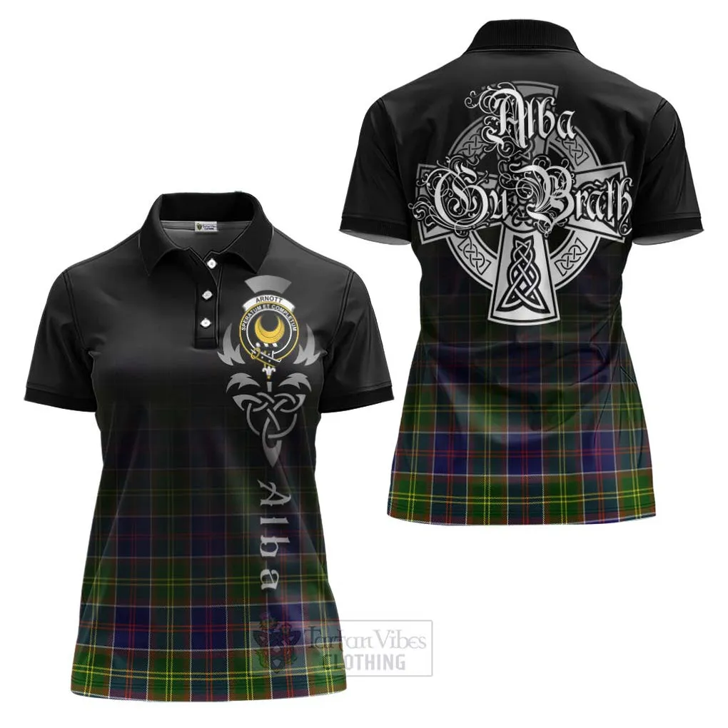 Arnott Tartan Women's Polo Shirt Featuring Alba Gu Brath Family Crest Celtic Inspired