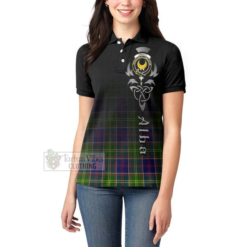 Arnott Tartan Women's Polo Shirt Featuring Alba Gu Brath Family Crest Celtic Inspired