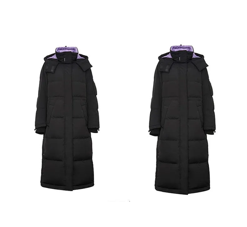 Autum Winter New Arrivals Long Loose Fit Contrasting Parka Down Jacket