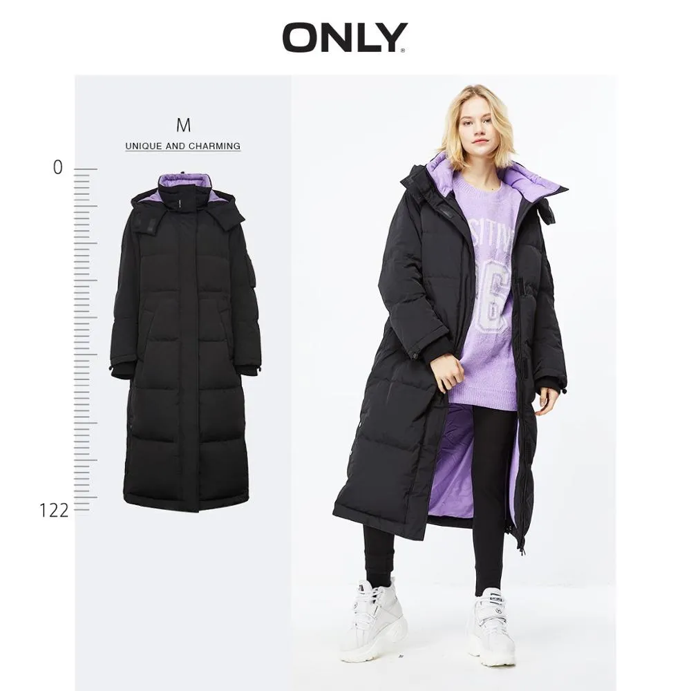 Autum Winter New Arrivals Long Loose Fit Contrasting Parka Down Jacket