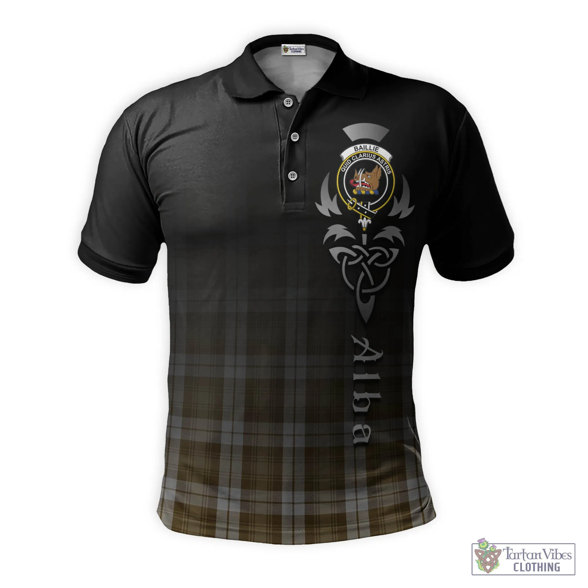 Baillie Dress Tartan Polo Shirt Featuring Alba Gu Brath Family Crest Celtic Inspired