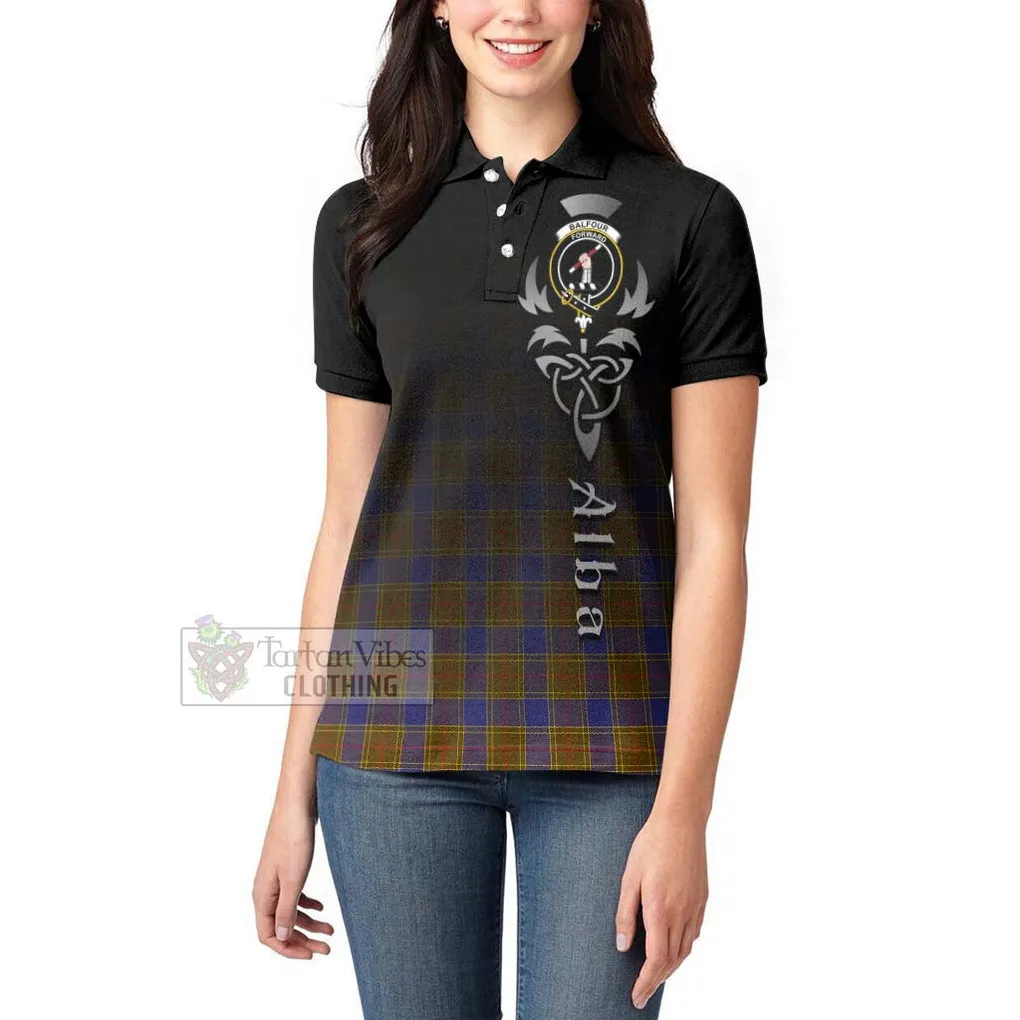 Balfour Tartan Women's Polo Shirt Featuring Alba Gu Brath Family Crest Celtic Inspired