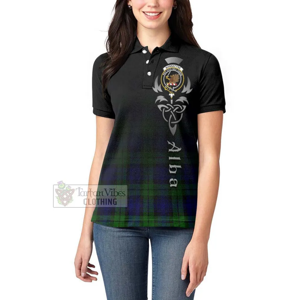 Bannatyne Tartan Women's Polo Shirt Featuring Alba Gu Brath Family Crest Celtic Inspired