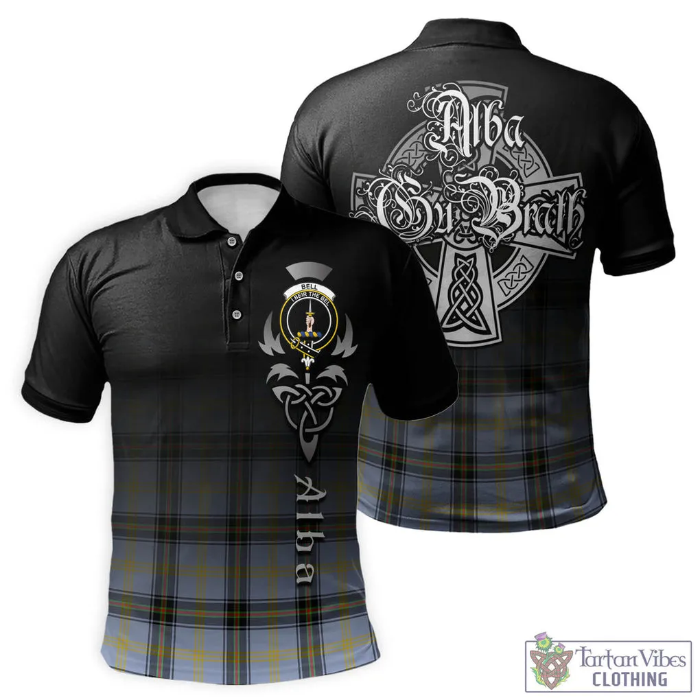 Bell Tartan Polo Shirt Featuring Alba Gu Brath Family Crest Celtic Inspired