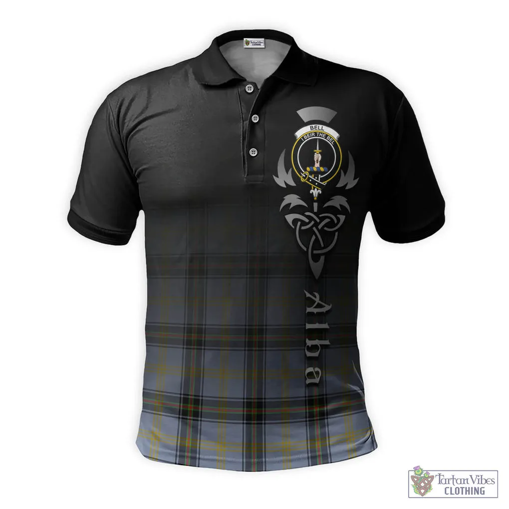 Bell Tartan Polo Shirt Featuring Alba Gu Brath Family Crest Celtic Inspired