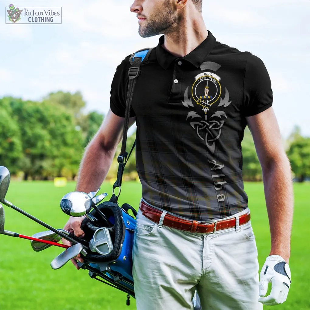 Bell Tartan Polo Shirt Featuring Alba Gu Brath Family Crest Celtic Inspired