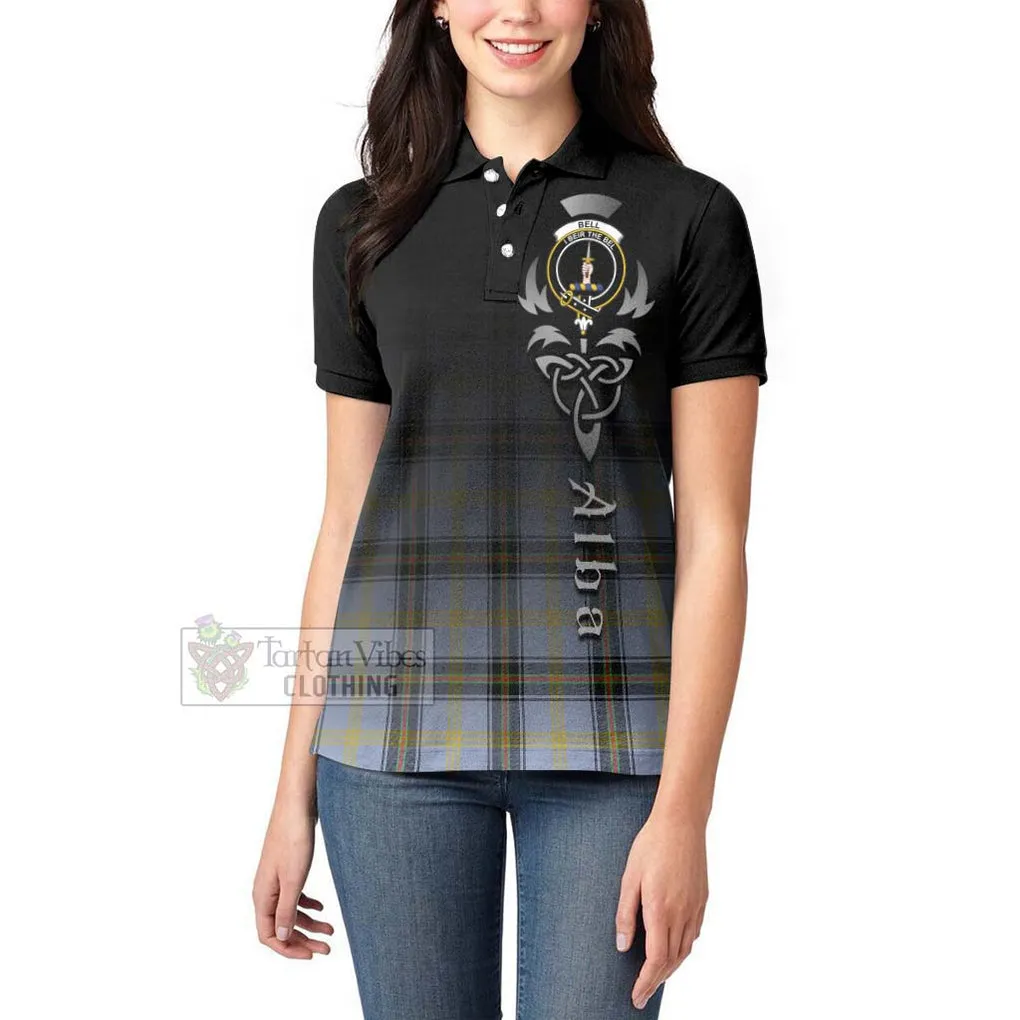 Bell Tartan Women's Polo Shirt Featuring Alba Gu Brath Family Crest Celtic Inspired