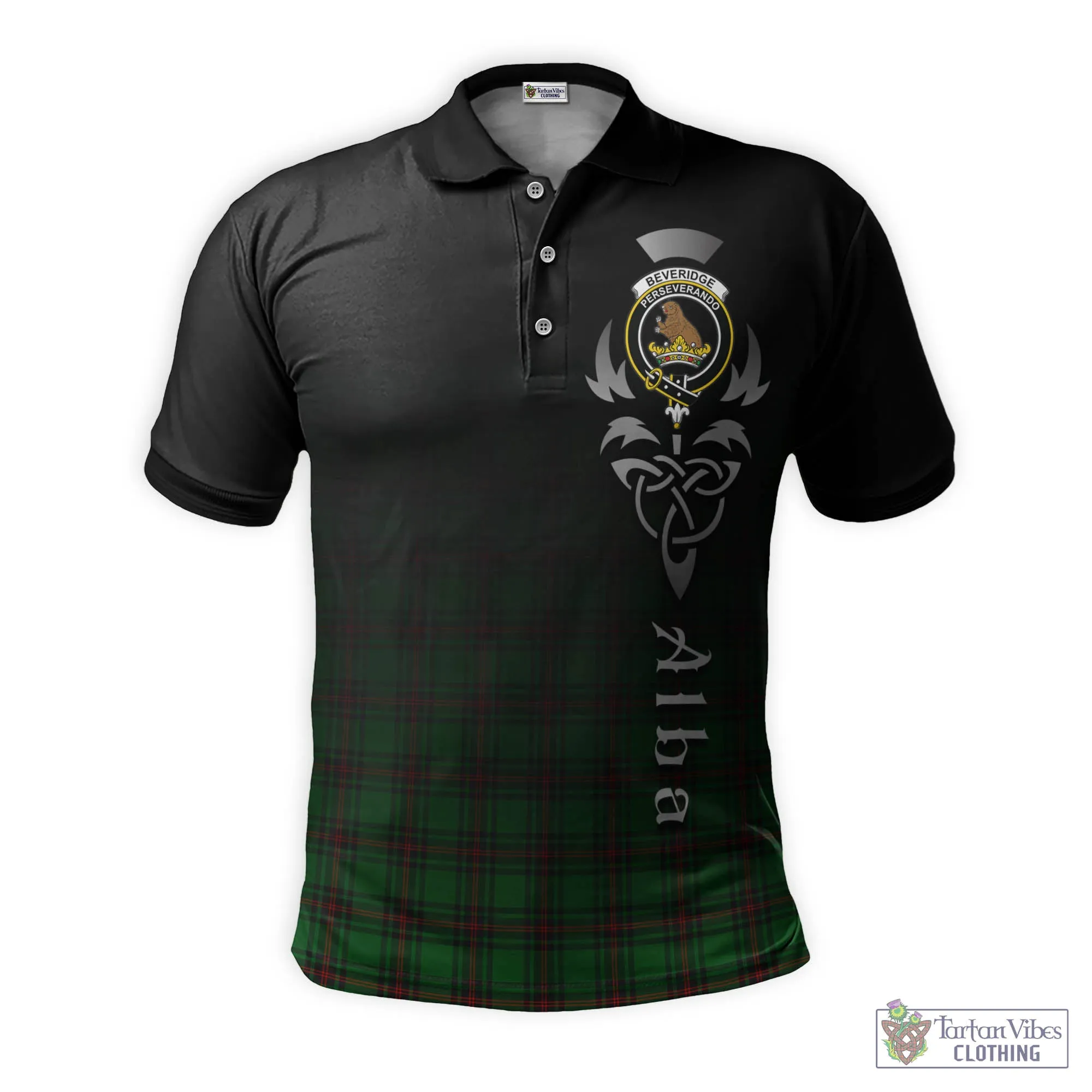 Beveridge Tartan Polo Shirt Featuring Alba Gu Brath Family Crest Celtic Inspired