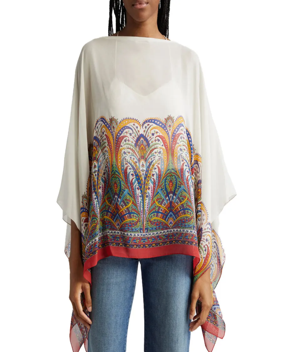 Bianco Kaleidoscope Silk Poncho